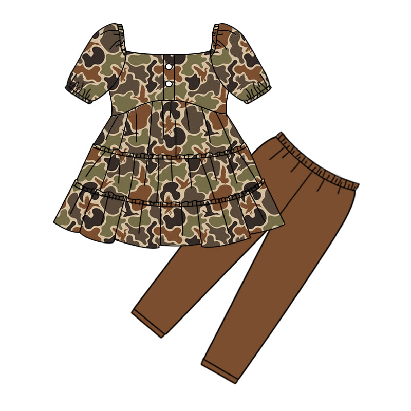 MOQ:5 Cute Camo Design Girls long Sleeve Wholesale Boutique Kid Clothing