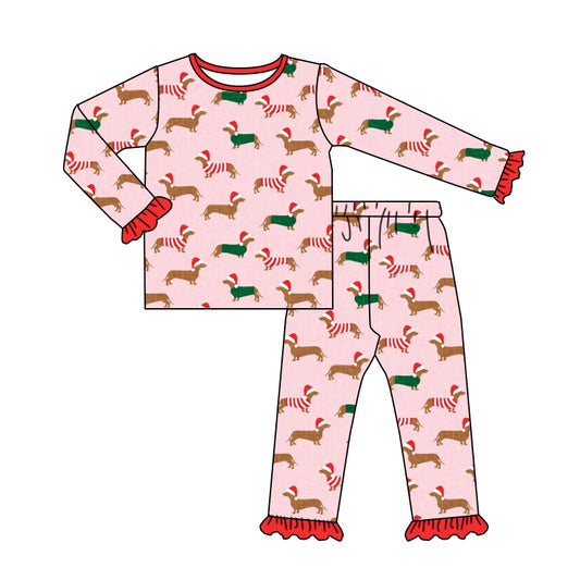 MOQ:5 Pink Deer Long Sleeve Wholesale Boutique Kid Outfit