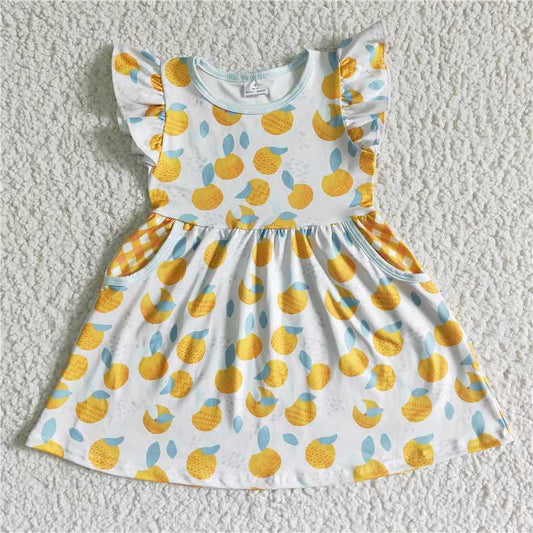 8.6 RTS NO MOQ Summer Baby Girls Dresses GSD0074 Peach pocket knee length dresses