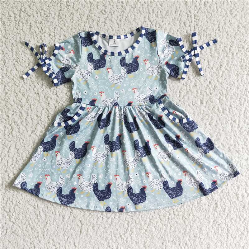 8.6 RTS NO MOQ Summer Baby Girls Dresses GSD0094 Summer chicken twirl dresses