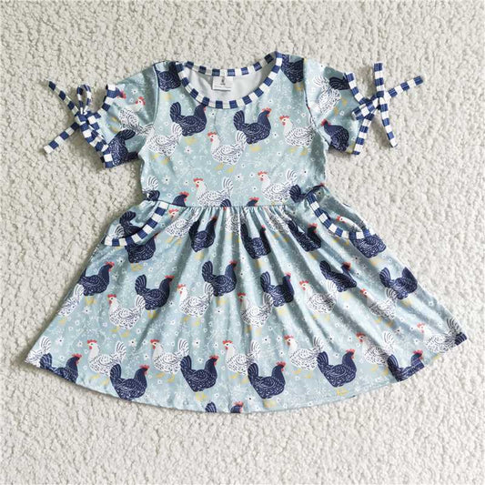 8.6 RTS NO MOQ Summer Baby Girls Dresses GSD0094 Summer chicken twirl dresses