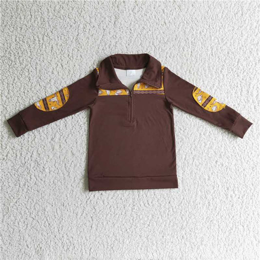 8.7 RTS NO MOQ Baby Boys Long Sleeve BT0088 Western cow skull pullover Tops