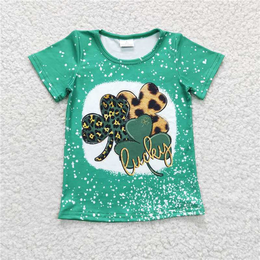 7.25 RTS NO MOQ Summer Baby Girls Short Sleeve GT0109 Lucky St Patrick Day Shirts Tops