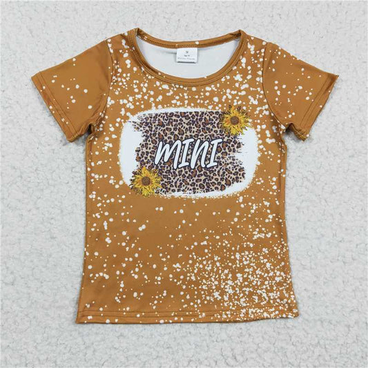 7.25 RTS NO MOQ Summer Baby Girls Short Sleeve GT0098 Mini Sunflower Leopard Short Sleeve Shirts Tops