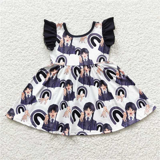 8.4 RTS NO MOQ Summer Baby Girls Dresses GSD0326 Black Movie Knee Length Dresses