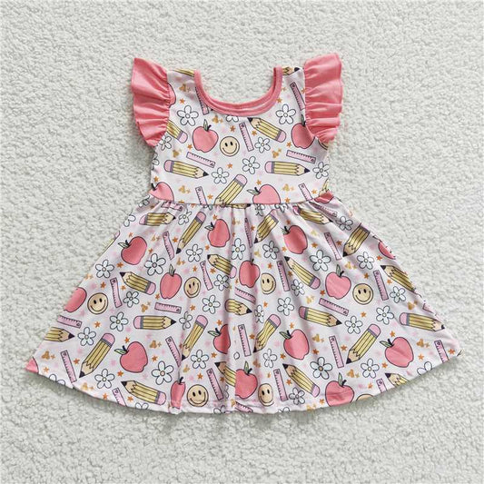 8.2 RTS NO MOQ Summer Baby Girls Dresses GSD0406 Back To School Apple Twirl Dresses