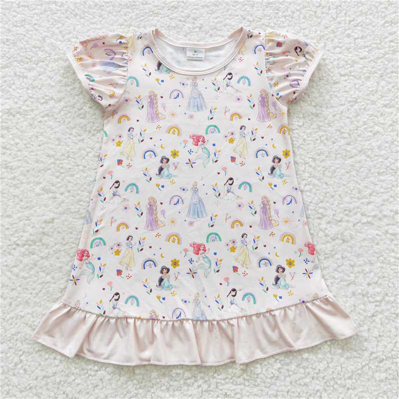 8.2 RTS NO MOQ Summer Baby Girls Dresses GSD0427 Princess Pink Ruffle Knee Length Dresses
