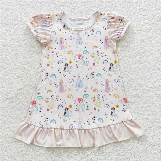 8.2 RTS NO MOQ Summer Baby Girls Dresses GSD0427 Princess Pink Ruffle Knee Length Dresses