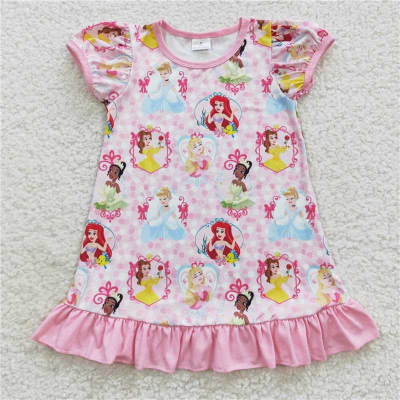 8.2 RTS NO MOQ Summer Baby Girls Dresses GSD0426 Princess Dots Ruffle Knee Length Dresses