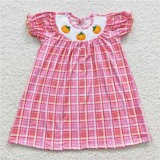 8.2 RTS NO MOQ Summer Baby Girls Dresses GSD0423 Pink Smocked Pumpkin Dresses
