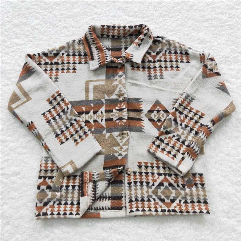 7.1 RTS NO MOQ Baby Boys Long Sleeve BT0279 Western Aztec Brown Jackets Cardigans