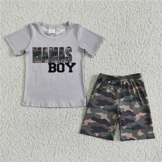 8.12 RTS NO MOQ Baby Boys kids Summer Sets BSSO0049 Mama's boy camo shorts sets
