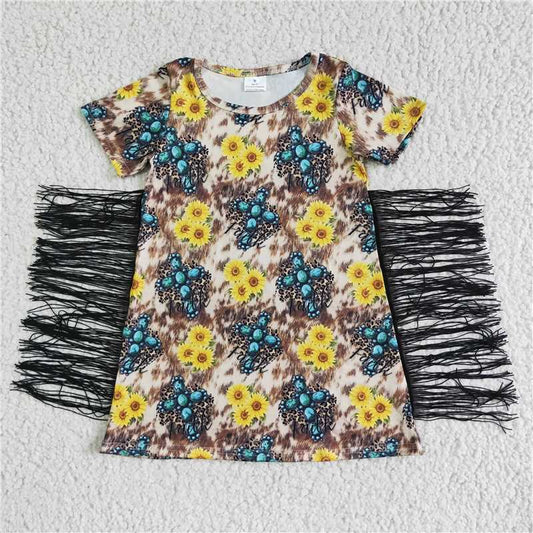 8.6 RTS NO MOQ Summer Baby Girls Dresses GSD0056 Faith western tassel faith dresses