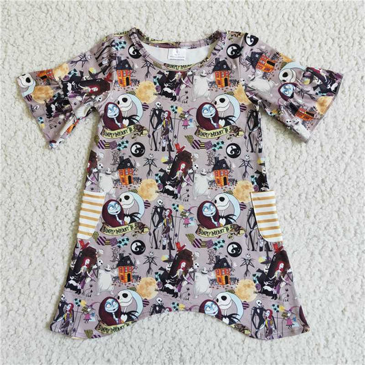 8.6 RTS NO MOQ Summer Baby Girls Dresses GSD0111 fall halloween cartoon dresses