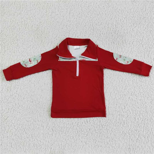 8.8 RTS NO MOQ Baby Boys Long Sleeve BT0047 Camping red long sleeve pullover shirts tops
