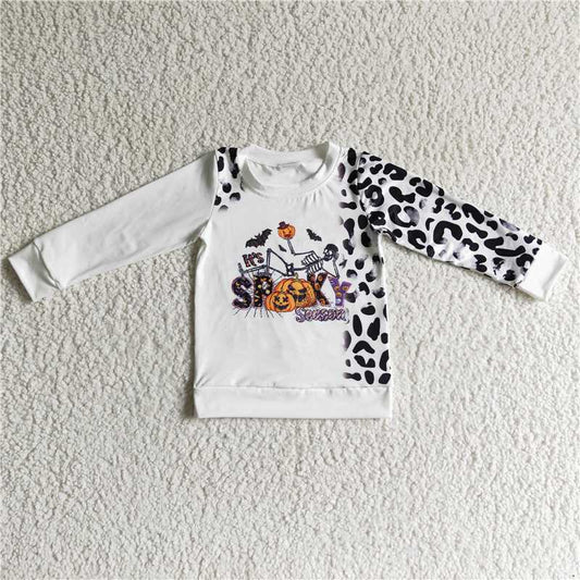 8.8 RTS NO MOQ Baby Boys Long Sleeve BT0065 Long sleeve Halloween leopard shirts tops