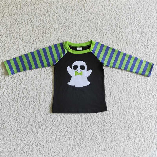 8.8 RTS NO MOQ Baby Boys Long Sleeve BT0066 Halloween ghost long sleeve shirts