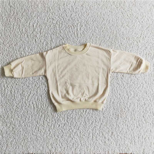 7.8 RTS NO MOQ Baby Girls Long Sleeve GT0050 Beige Cotton Long Sleeve Sweaters