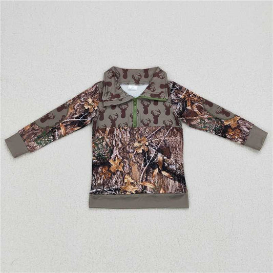 8.7 RTS NO MOQ Baby Boys Long Sleeve BT0094 Green camo pullover shirts Tops