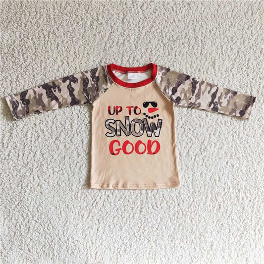 7.21 RTS NO MOQ Baby Boys Long Sleeve BT0097 Long Sleeve Christmas Snow Shirts