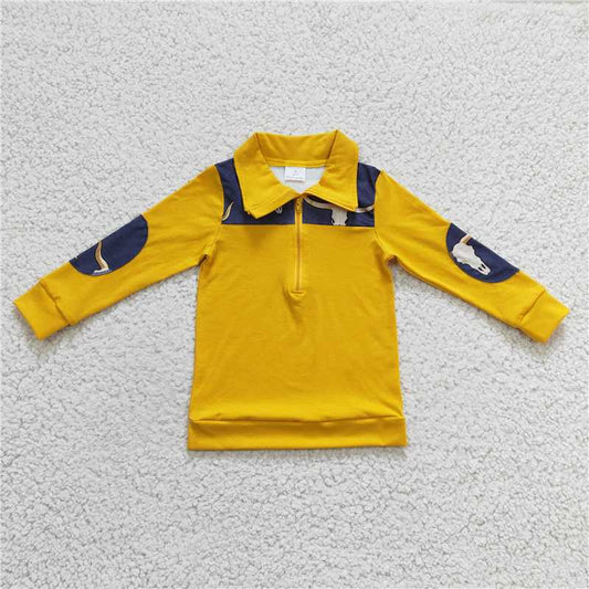 7.21 RTS NO MOQ Baby Boys Long Sleeve BT0124 Cow Pullover Long Sleeve Shirts Tops