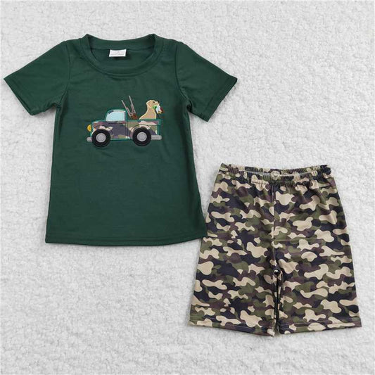8.11 RTS NO MOQ Baby Boys kids Summer Sets BSSO0111 Dog Hunting Camo Summer Shorts Clothes Sets