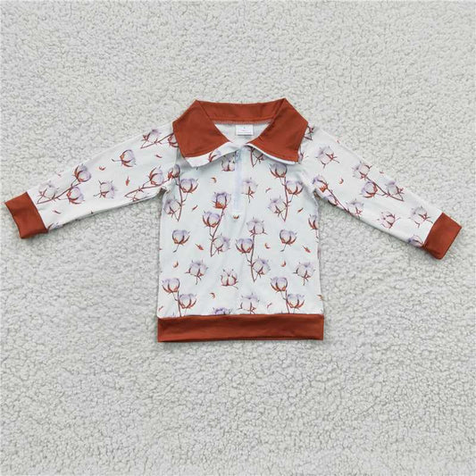 7.10 RTS NO MOQ Baby Boys Long Sleeve BT0096 White Pullover Zip Long Sleeve Shirts