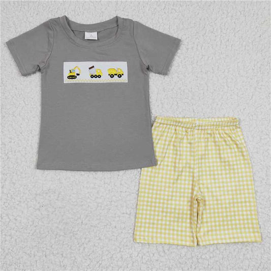 8.11 RTS NO MOQ Baby Boys kids Summer Sets BSSO0124 Construction Summer Shorts Clothes Sets
