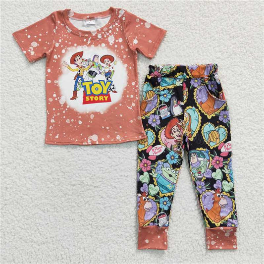 7.19 RTS NO MOQ Baby Boys Summer Sets BSPO0094 Cartoon Short Sleeve Pants Clothes Sets