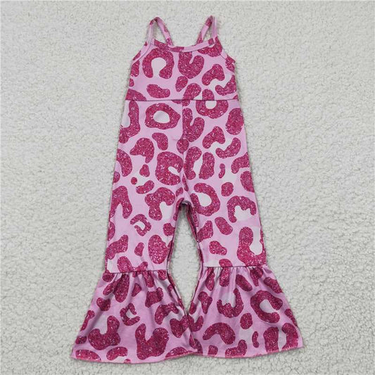 6.25 RTS NO MOQ Summer Baby Girls Bodysuit SR0216 Hotpink Leopard Strap Jumpsuits