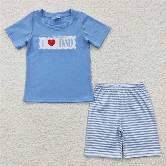 8.9 RTS NO MOQ Baby Boys kids Summer Sets BSSO0172 I love Dad Summer Shorts Clothes Sets