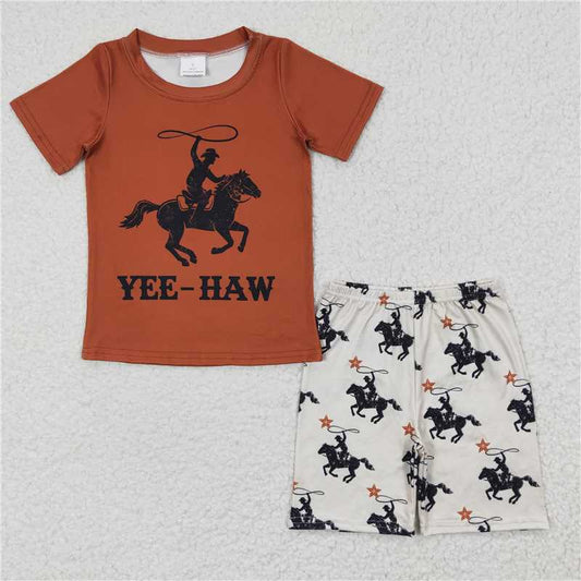 8.9 RTS NO MOQ Baby Boys kids Summer Sets BSSO0189 Rodeo Western Summer Shorts Sets