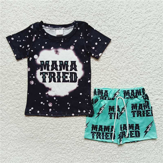 8.9 RTS NO MOQ Baby Boys kids Summer Sets BSSO0200 Mama Tried Summer Shorts Sets