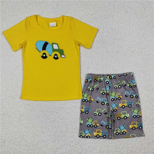 8.9 RTS NO MOQ Baby Boys kids Summer Sets BSSO0186 Cement Mixer Summer Shorts Sets