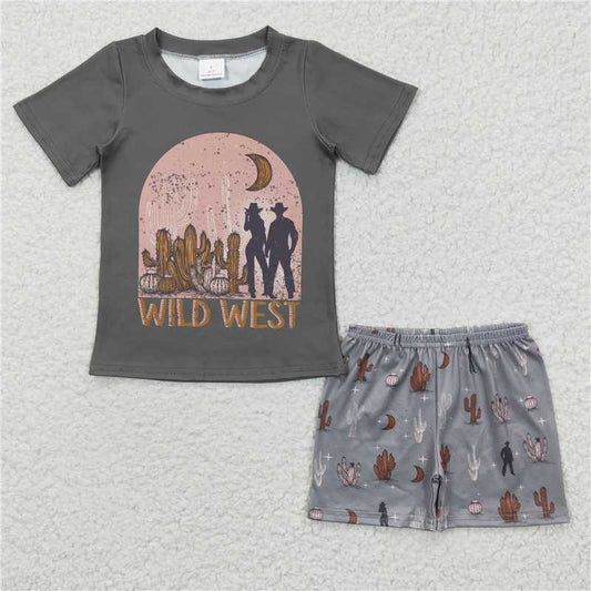 8.9 RTS NO MOQ Baby Boys kids Summer Sets BSSO0187 Wild Western Summer Shorts Sets