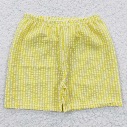 5.16 RTS NO MOQ Baby Boys Summer Pants SS0077 Yellow Plaid Seersucker Fabric Shorts