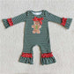 Wholesale rts Toddler Newborn Christmas Infant Children Green Snap Button Kid Cotton Embroidery Jumpsuit Baby Boy Striped Romper
