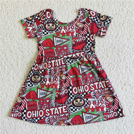 8.6 RTS NO MOQ Summer Baby Girls Dresses GSD0113 Football team knee length dresses