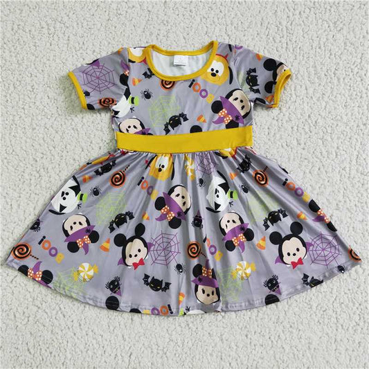8.5 RTS NO MOQ Summer Baby Girls Dresses GSD0133 Halloween waist cartoon knee length dresses