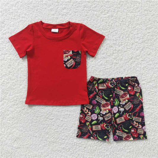 8.11 RTS NO MOQ Baby Boys kids Summer Sets BSSO0165 Lobster Summer Shorts Sets