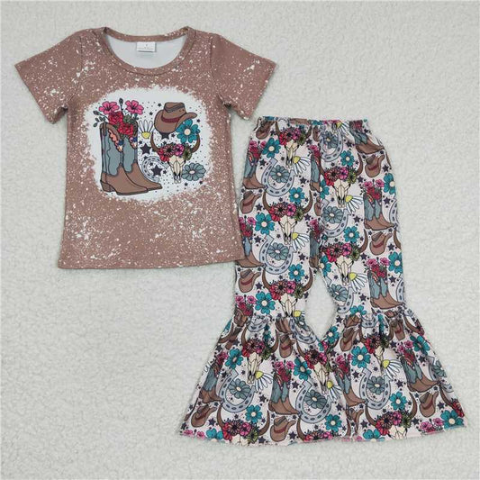 6.6 GSPO0290 Bull skull boots hat shirt pants girls western outfits