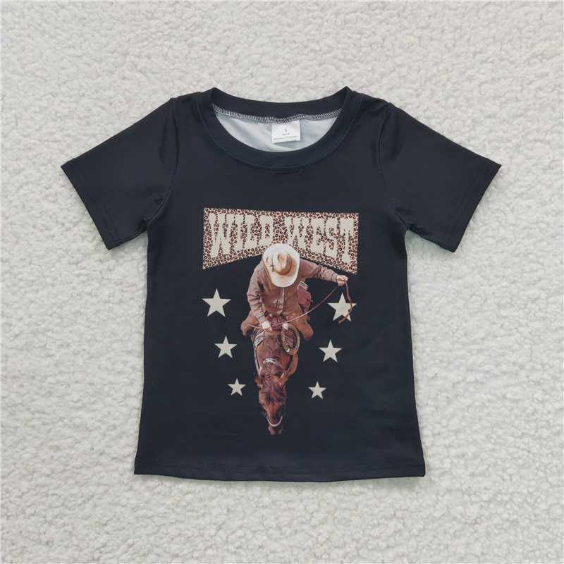 7.25 RTS NO MOQ Summer Baby Girls Short Sleeve GT0152 West Rodeo Western Shirts Tee Shirts Tops
