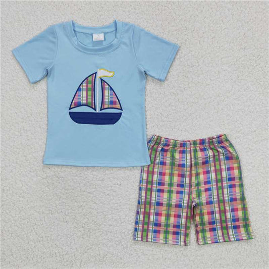 8.11 RTS NO MOQ Baby Boys kids Summer Sets BSSO0127 Boats shorts Clothes Sets
