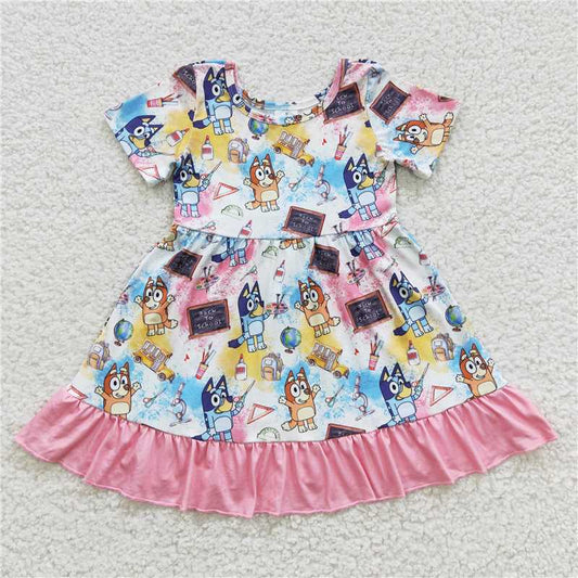 8.2 RTS NO MOQ Summer Baby Girls Dresses GSD0411 Back To School Dogs Dresses
