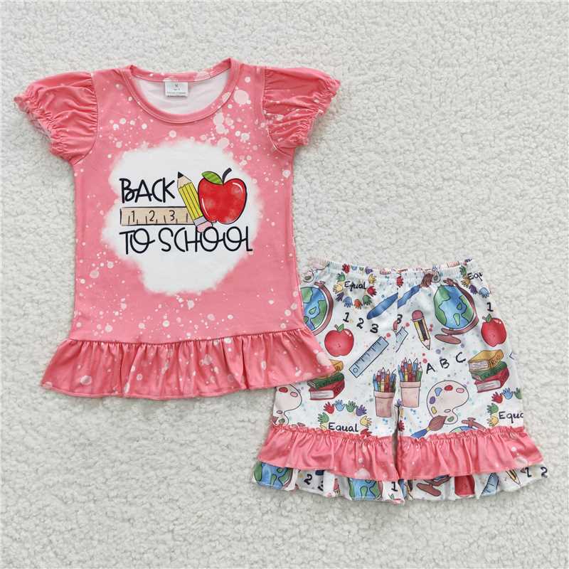 GSSO0355 back to school ruler pencil Apple short sleeve shorts suit