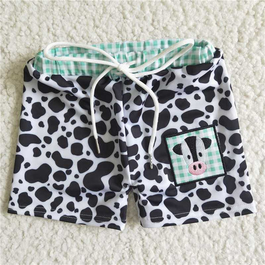 5.16 RTS NO MOQ Baby Boys Summer Pants D14-4 Farm Desig Cow Print Trunks Swimsuits