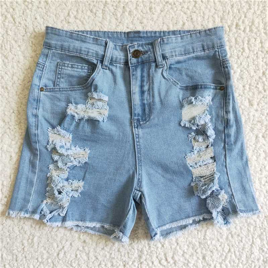 RTS NO MOQ Adult Women Summer Pants SS0026 Denim Distressed Shorts