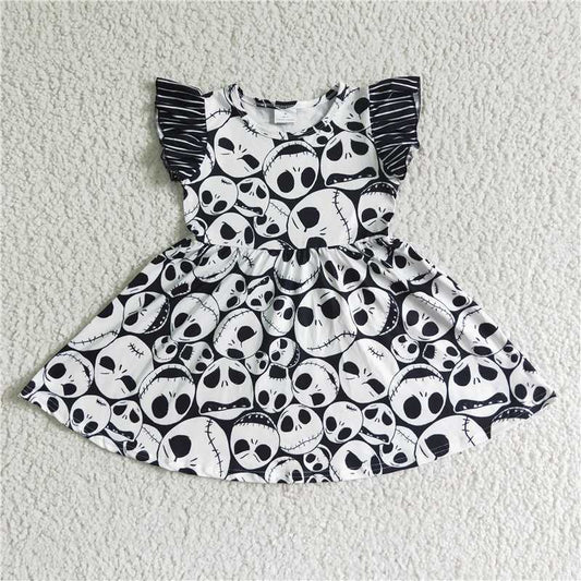 8.6 RTS NO MOQ Summer Baby Girls Dresses GSD0107 Halloween smile knee length twirl dresses