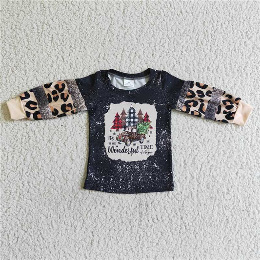 8.8 RTS NO MOQ Baby Boys Long Sleeve BT0037 Long sleeve leopard Christmas tree shirts
