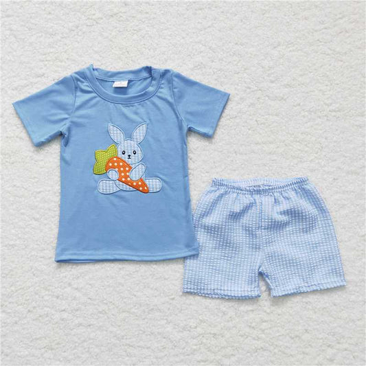 8.11 RTS NO MOQ Baby Boys kids Summer Sets BSSO0087 Easter rabbit shorts sets clothes sets